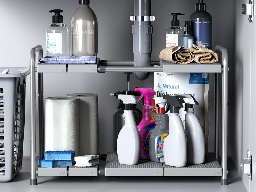 Expandable under-sink organizer photo 2